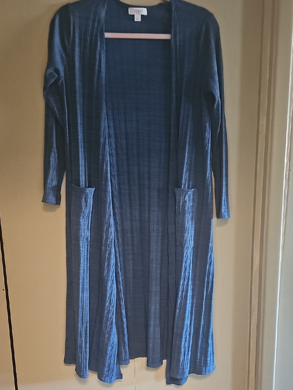 LuLaRoe navy textured long cardigan. Size Small.